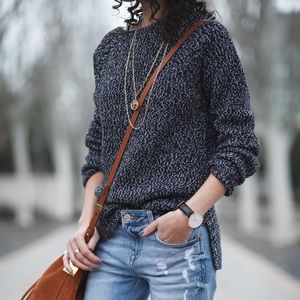 Everlane chunky knit crew neck sweater marled wool